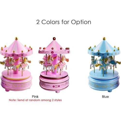 Horse Carousel Box LED Light 2 Color Changing 4-Horse Rotating Home Decorations Christmas Gifts Birthday Presents for Girls Kids