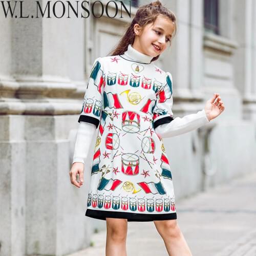 W.L.MONSOON Kids Dresses for Girls Clothing 2017 Brand Toddler Girls Winter Dress Christmas Clothes Robe Enfant Children Dress
