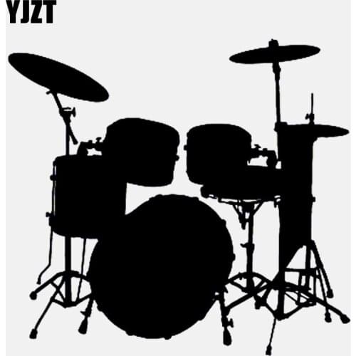 YJZT 14.1CM*13CM Drums Music Instrument Rock Band Jazz Vinyl Decoration Car Sticker C22-0704