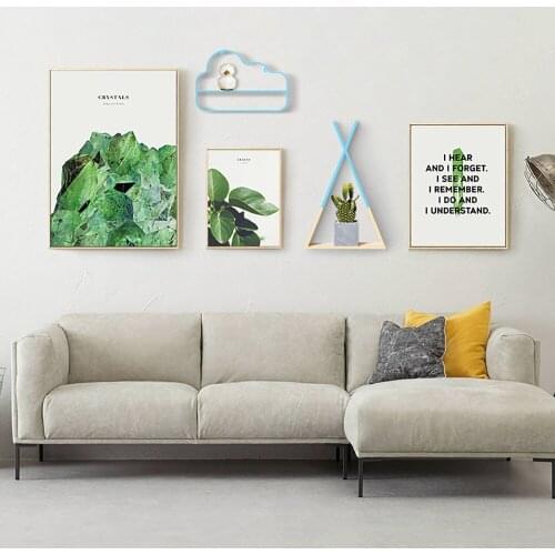 Green Crystal Leaves with Maxim Decorative Art Canvas Printing Wall Art Picture for Living Room Home Decor Freshen Up The House