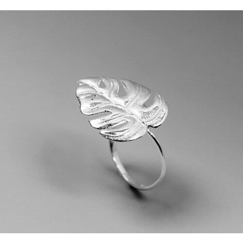 S.EAST SUN 925 Sterling Silver Handmade adjustable ring suitable for womens exquisite jewelry fresh imitation leaf jewelry ring