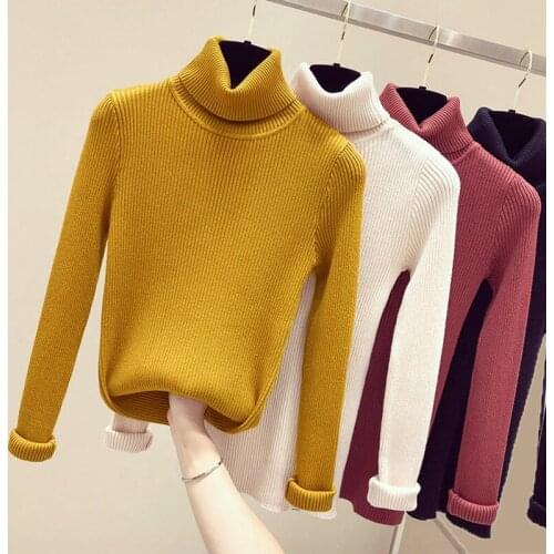 2019 Winter Women Sweaters And Pullovers Turtleneck Long Sleeve Knitted Sweater Elastic Autumn Casual Female Jumper Tops Pull