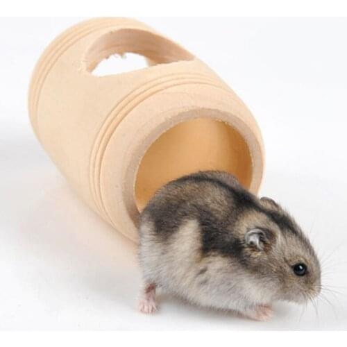 1PC Hamster Toy Small Pets Wooden Rolling Tunnel Exercise Toys Hamster Interesting Durable Play House Summer Cage Tunnels Supply