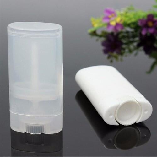 10 Pcs/lot NEW 15ml Lipstick Make Up Lip Balm Plastic Empty DIY Oval Lip Balm Tube Deodorant Containers Clear White Lip Tube