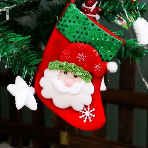 100pcs Christmas Decoration Socks Snowman Elderly Bear Deer Festival Party Ornament Christmas Gifts Wholesale