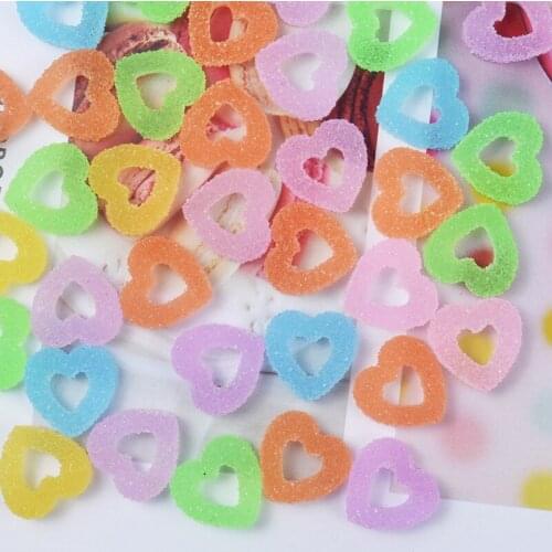 15pcs 15mm Resin Soft Candy Heart Donuts Charms Pendant Jewelry Making Accessory Home Phone Decoration DIY Hair Accessories
