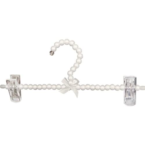 24/30cm Pearl Beaded Clothes Hanger Rack with Clip for Pants Trouser Dress Skirt