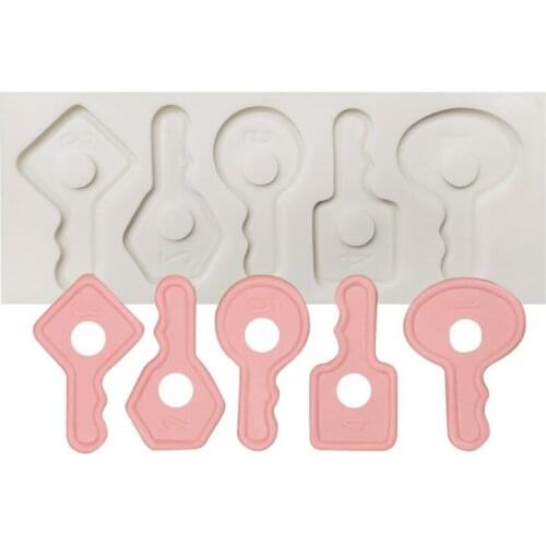 New 5 even with cartoon key fondant silicone mold, chocolate decoration cake baking tool