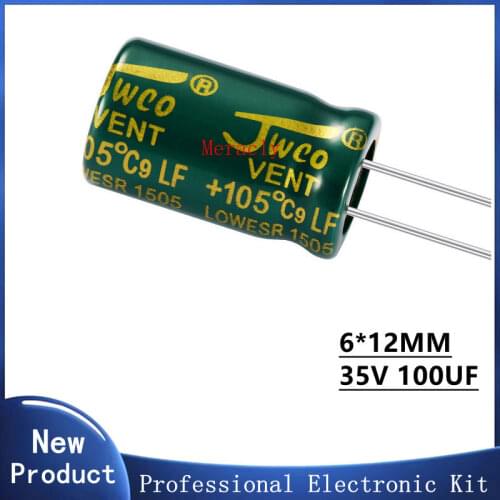 5PCS 35V 100UF 20% High frequency and low impedance in-line aluminum electrolytic capacitors long life Brand new authentic
