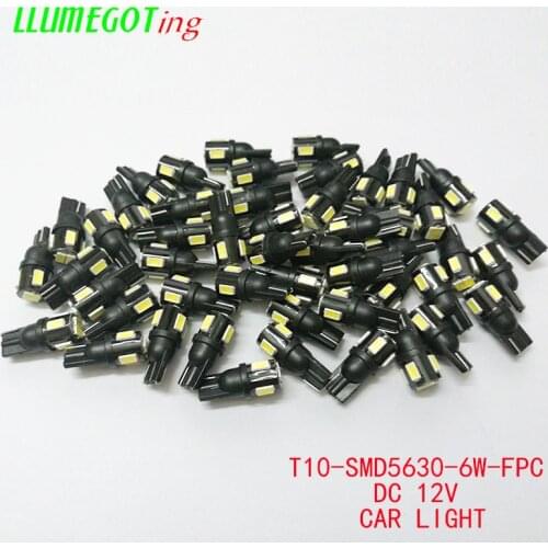 50pcs T10 W5W 194 168 6x 5630SMD White 12V Car Interior Dome Reading Side License Plate Car Lights for Ford for BMW for Mercedes
