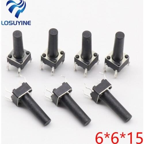 50pcs/lot 6x6x15MM 4PIN G96 Tactile Tact Push Button Micro Switch Direct Self-Reset DIP Top Copper Free Shipping