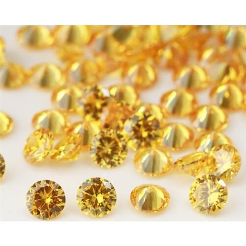 500pcs/lot 1mm-3mm golden yellow cz Brilliant cut factory wholesale AAA yellow cubic zirconia cz gemstone