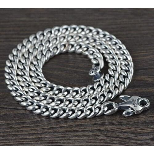Punk 925 Sterling Silver Necklace Men Horsewhip Chain Link Hip Hop Long Necklaces Male Luxury Jewelry Rope Wire Fine Jewellery