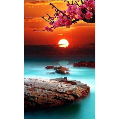 Diamond Embroidery Sunset Diamond Mosaic Painting 5D Rhinestones Full Square Scenic Cross Stitch Wall Art