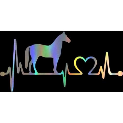 Car Sticker 3D 20.5*9.9CM Fashion Horse Heartbeat Decorative Funny Stickers and Decals Creative Vinyl Car Styling Black Silver