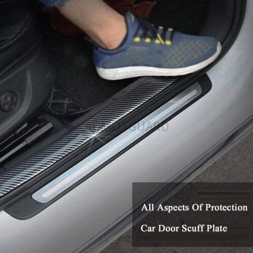 Car Styling For Peugeot 2008 3008 4008 5008 Carbon Fiber Rubber Door Sill Protector Goods 2017 2018 2019 2020 Accessories