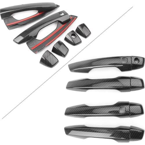 Car Styling Door Handle Cover Trim Decoration Smart keys for Mitsubishi Eclipse Cross 2018 4PCS Carbon Fiber Style