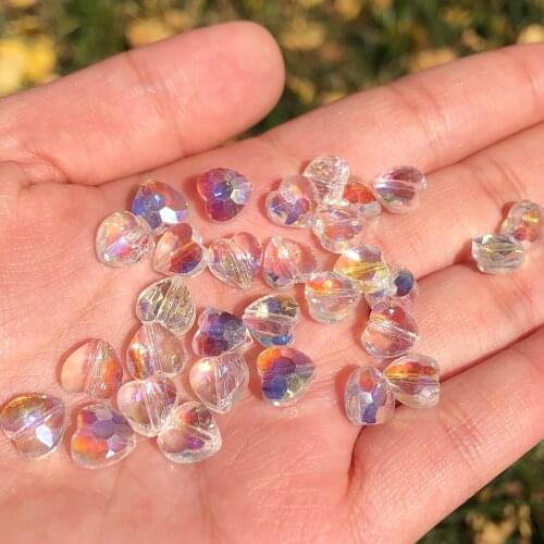 30pcs Czech Crystal beads crystal AB Color Glass Heart Shape Faceted Beads for Jewelry making Necklaces Earrings Best quality