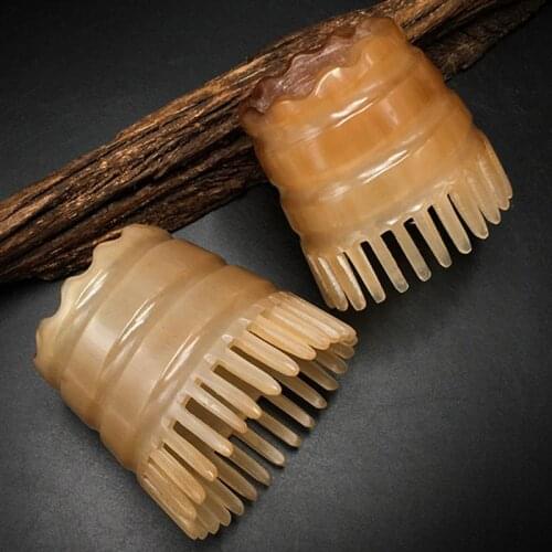 Ox Horn Hair Scalp Comb Buffalo Horn Shampoo Brush Head Scalp Massager Random Color