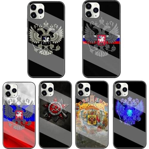 Russian Emblem Phone Tempered Glass Case Cover For iphone SE2020 6 6s 7 8 plus 11 12 mini pro X XS XR XS Max coque