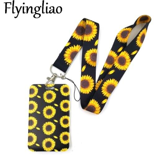 Black Sunflowers Credit Card ID Holder Bag Student Women Travel Bank Bus Business Card Cover Badge Accessories Gifts
