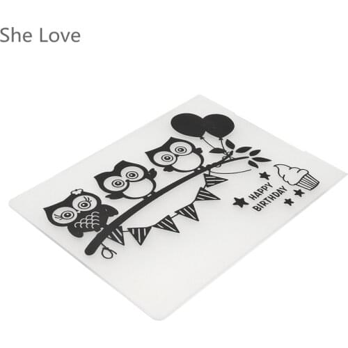 Chzimade Plastic Embossing Folder For Scrapbooking Owl On Pole Template DIY Photo Album Card Paper Craft