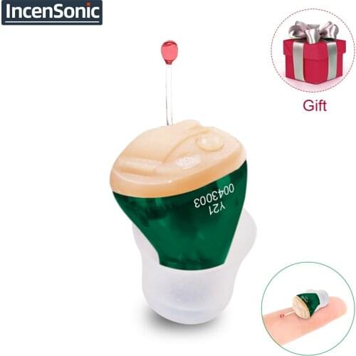 IncenSonic Hearing Aids audifonos Y21 ITC Digital Mini in Ear Portable Sound Amplifier Invisible Hearing Aid for Elderly/Deaf