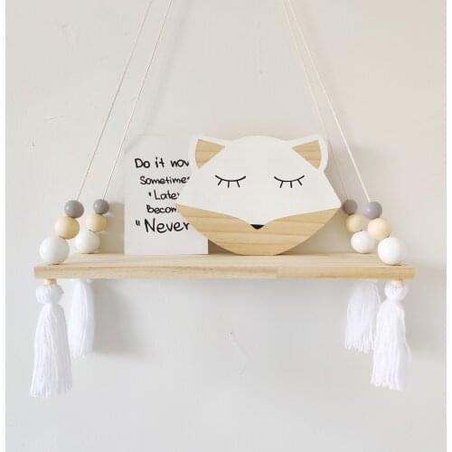 Kids Room Decorative Wooden Shelf Natural Wood Wall Hanging Shelves Nursery Baby Bory Girl Kids Room Storage Decoration Shelf