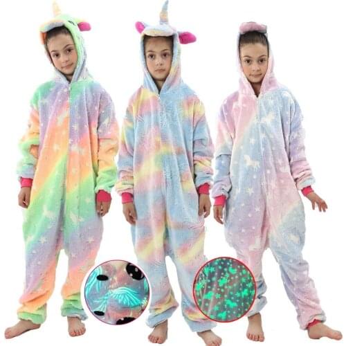 Children Hooded Animal Cartoon Overalls Kids Oneises Pijamas Kigurumis for Kids Sleepwear Teenager Jumpsuist Flannel Pajamas