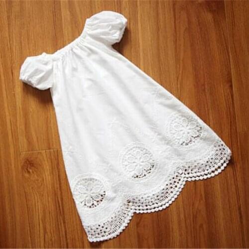 Pudcoco Kids Baby Girl Clothes Princess Lace Dress Short Sleeve White Long Tops Fashion Infant Toddler Summer Outfits 1-4T