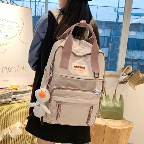Girls Cute Panelled Backpacks for Women Multi-function Shoulder School Bags Harajuku Large 15 Inch School Laptop Backpacks 2021