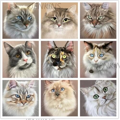 Jenkins Full Drill Diamond Painting Animal Pretty Cat 5D Diy Rhinestone Picture Diamond Embroidery Mosaic Sale Home Decor Gift