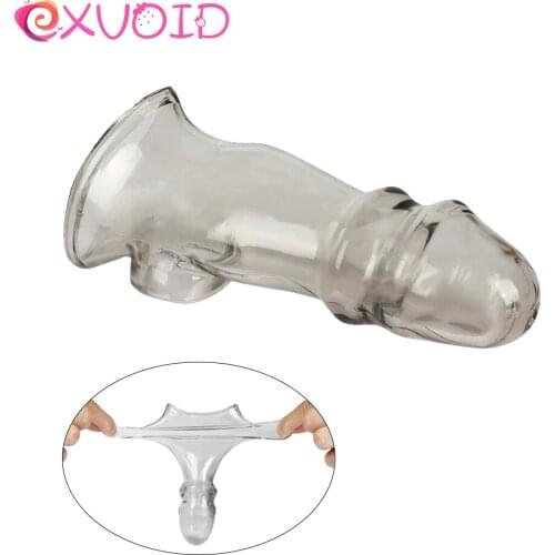 EXVOID Reusable Silicone Condom Penis Sleeve G-spot Massager Penig Ring Sex Toys For Men Cocks Extender Dildo Enlargement