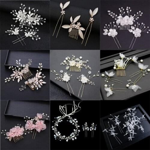 1 set Wedding Crystal Peals Hair Combs Bridal Hair pin Accessories Jewelry Handmade Women Head Ornaments Headpieces for Bride