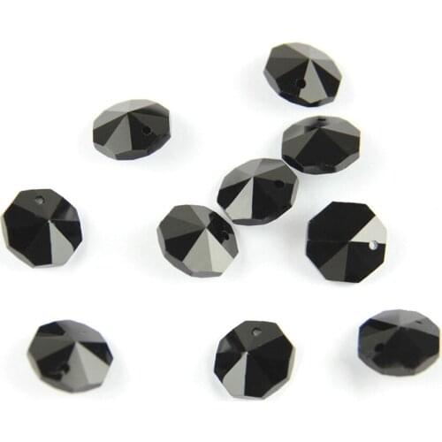 Black Color Crystal 2000PCS/Lot 14mm Crystal Octagon Beads In 1 Hole K9 Glass For Wedding Strands & Chandelier Bead Parts