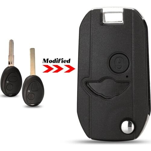 Jingyuqin 10pcs Modified Flip Remote Key Replacement Shell Case Fob 2 Buttons For BMW Mini One Cooper R50 R53 Blank Key