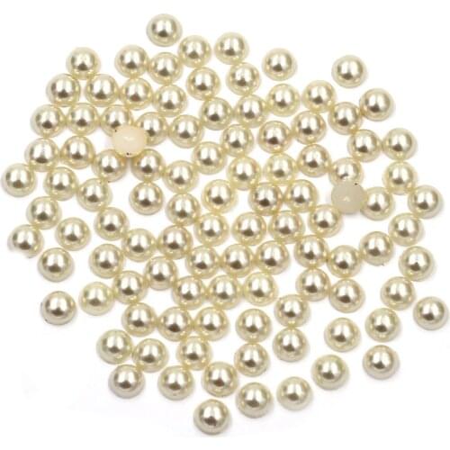Cameo Cabochon Resin Imitation Flatback Pearl Beads Half Round Decoration For Nail Art Light Gold DIY Craft Jewelry 4mm 6mm