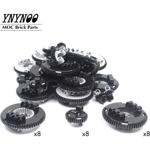 24Pcs/lot Technical Gears Rack Combination/Rotating Platform MOC Building Blocks Parts High-Tech DIY Toys 18938 50163 99010
