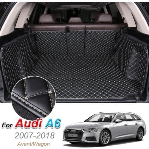 Leather Car Trunk Mat For Audi A6 Avant Wagon 2007-2018 Cargo Liner Trunk Floor Pad Carpet Car Accessories