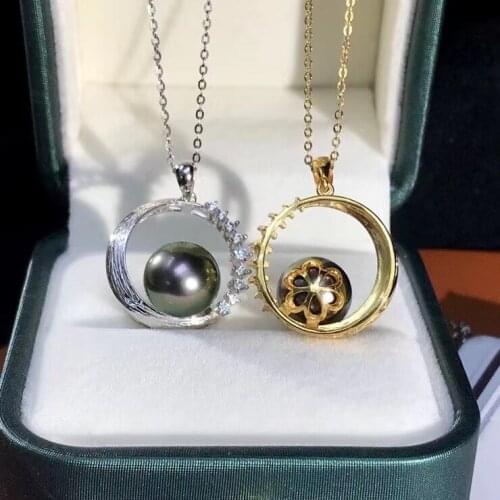 Circle 925 Sterling Silver Pendant Base Settings Mountings Findings Parts for Pearl Crystal Jade Agate Beads Stones 5pcs/lot