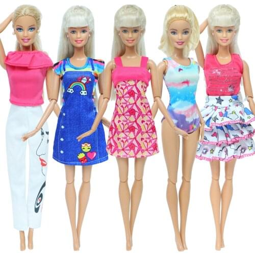 Handmade Doll Outfits 5 Pcs/Set Casual Yoga Wear Sport T-shirt Blouse Trousers Clothes for Barbie Doll Clothes Accessories Toys