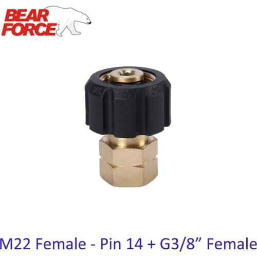 High Pressure Washer Car Washer Brass Connector Adapter M22 Female + G3/8 Female