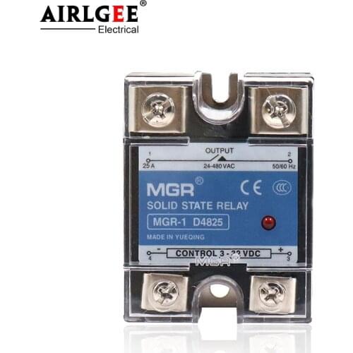 MGR-1 D4825/SSR-25DA Solid State Relay Single Phase Semi-Conductor Relay Input 3-32V DC Output 24-480V DC control AC