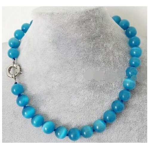 Fashion 10mm Natural Blue Mexican Opal stone Beads Necklace 17