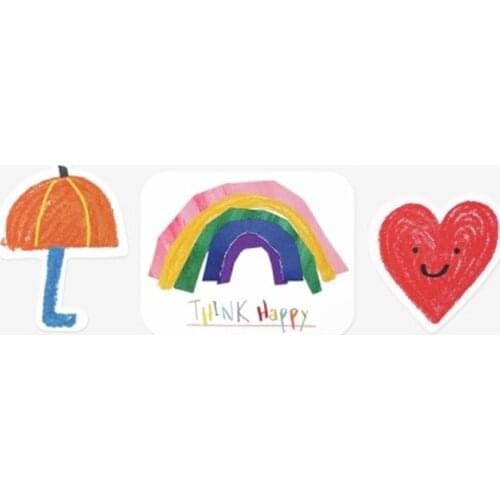 90pcs Cute Umbrella Rainbow Paper Stickers DIY Decoration Heart Gift Sticker Self Adhesive Cake Packing Seaing Labels