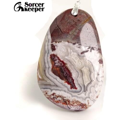 Natural Gem Stone Crazy Lace Rosetta Agates Pendant Fit DIY Necklace Slide Healing Beads for Women Men Jewelry Making BF370