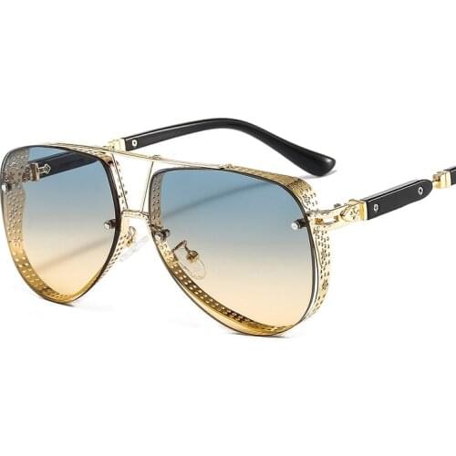 2021 New Hollow Pattern Oval Sunglasses Men Women Luxury Trend Brand Designer Metal Alloy Frame All Fitness Sun Glasses UV400