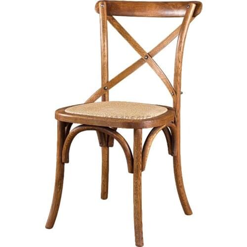 American Country Solid Wood Dining Chair Retro Solid Wood Backrest Simple Back Fork Chair American Dining Chair
