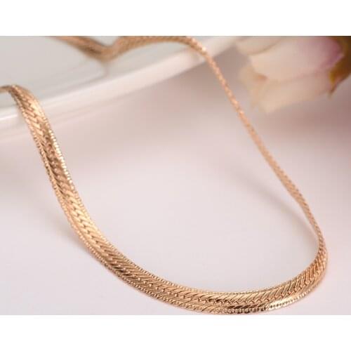 50cm Rose Gold Necklace for Men Womens girls Chain Wheat snake Chain Trendy Party Jewelry gift Herringbone Chain