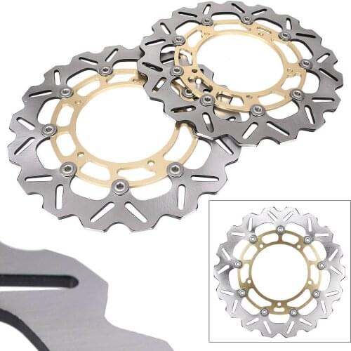 Motorcycle Front Brake Disc Rotors Disks for Yamaha YZF R6 2005-2015 Floating Gold Black 1 Pair